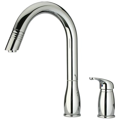 Whitehaus Metrohaus Two Hole Faucet With Independent Single Lever Mixer, Gooseneck Swivel Spout And Pull-down Spray Head In Polished Chrome WHUS492-C