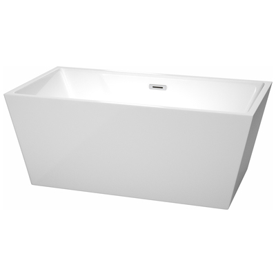 Wyndham Collection WCBTK151459 59 In. Center Drain Soaking Tub In White With Chrome Drain