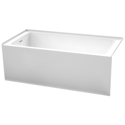 Grayley 60 x 30 Inch Alcove Bathtub in White with Left-Hand Drain and Overflow Trim in Shiny White