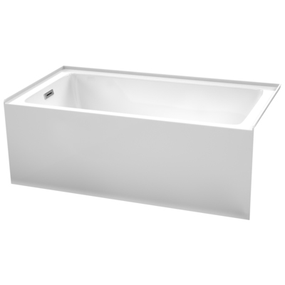 Grayley 60 x 32 Inch Alcove Bathtub in White with Left-Hand Drain and Overflow Trim in Polished Chrome