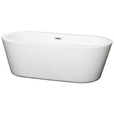 Wyndham Collection WCOBT100367 67 In. Center Drain Soaking Tub In White With Chrome Drain