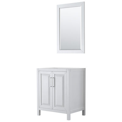 Wyndham Collection 30 Inch Single Bathroom Vanity In White, No Countertop, No Sink, And 24 Inch Mirror WCV252530SWHCXSXXM24