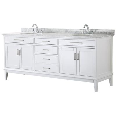 Wyndham Collection 80 Inch Double Bathroom Vanity In White, White Carrara Marble Countertop, Undermount Oval Sinks, And No Mirror WCV303080DWHCMUNOMXX