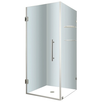 aston Shower and Tub Doors-Shower Enclosures, Shower, Bronze,Chrome,Steel, , Modern; Contemporary, ANSI Tempered Glass; Stainless Steel Hardware`, Reversible - Left or Right Config., Shower Door, 813698021628, SEN993,30-39 in