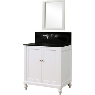 Direct Vanity Classic 32 inch Pearl White Bathroom Vanity With Black Granite  Top 32S9-WBK