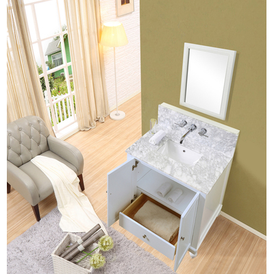 Direct Vanity Classic 32 inch Pearl White  Bathroom Vanity With White Carrara Marble Top 32S9-WWC