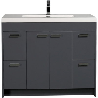 Eviva Lugano 42 inch Gray Modern Bathroom Vanity With White Integrated Acrylic Sink EVVN1000-8-42GR