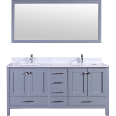 Eviva Aberdeen 78 inch Transitional Gray Bathroom Vanity With White Carrera Countertop EVVN412-78GR