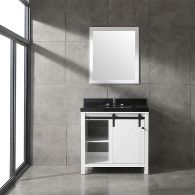 Eviva Dallas 36 In. White Bathroom Vanity With Absolute Black Granite Countertop EVVN529-36WH