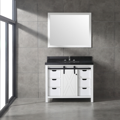 Eviva Dallas 42 In. White Bathroom Vanity With Absolute Black Granite Countertop EVVN529-42WH