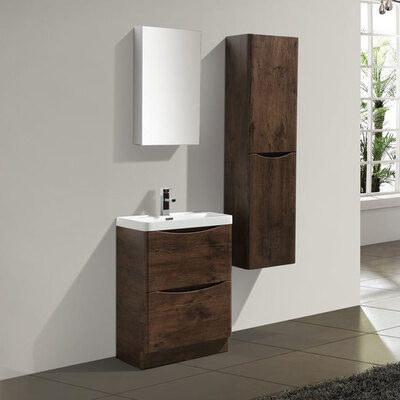 Eviva Smile 24 inch Rosewood Modern Bathroom Vanity Set With Integrated White Acrylic Sink Free Standing EVVN600-24RSWD-FS