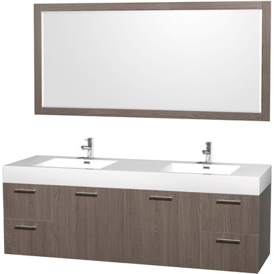 Eviva Luxury 72 Inch Gray Oak Bathroom Vanity With Integrated Acrylic Sinks EVVN823-72GOK-DS