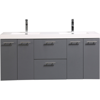 Eviva Luxury 72 Inch Gray Bathroom Vanity With Integrated Acrylic Sinks EVVN823-72GR-DS