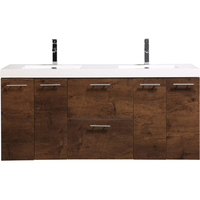 Eviva Luxury 72 Inch Rosewood Bathroom Vanity With Integrated Acrylic Sinks EVVN823-72RSWD-DS