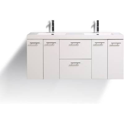 Eviva Luxury 72 Inch White Bathroom Vanity With Integrated Acrylic Sinks EVVN823-72WH-DS