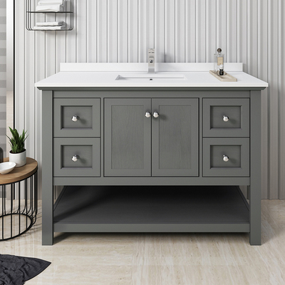 Fresca Manchester Regal 48 inch Gray Wood Veneer Traditional Bathroom Cabinet W/ Top & Sink  FCB2348VG-CWH-U