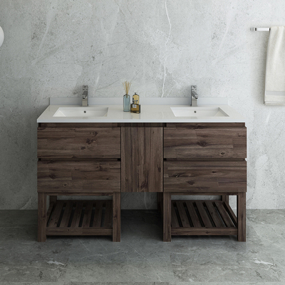 Fresca Formosa 60 inch Wall Hung Double Sink Modern Bathroom Cabinet  FCB31-241224ACA