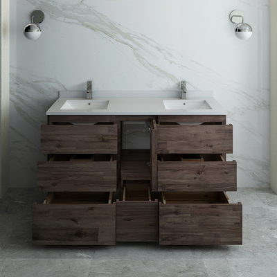 Fresca Formosa 60 inch Floor Standing Double Sink Modern Bathroom Cabinet  FCB31-241224ACA-FC