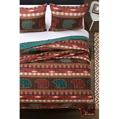 Greenland Home Fashions Canyon Creek Multi Quilt Set 3-Piece King/Cal King 105x95 + 20x36 (2), 636047390820, GL-1805KMSK