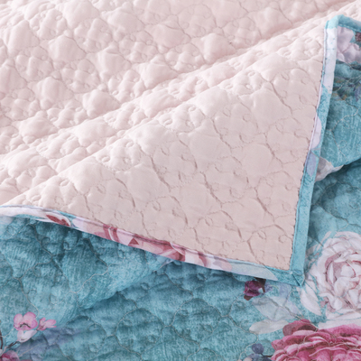 Greenland Home Fashions Avril Turquoise Blue Quilt Set 2-Piece Twin/XL 68x88 + 20x26, 636047401809, GL-1901AMST