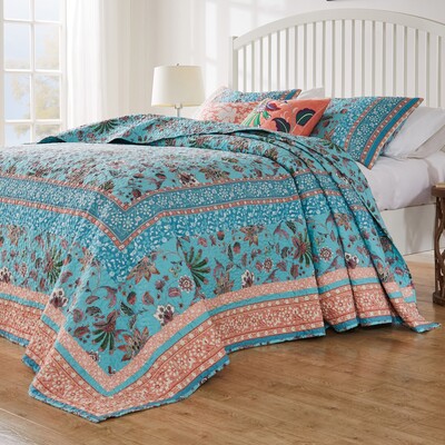 Greenland Home Fashions Audrey Turquoise Bedspread Set 3-Piece Queen 110x118 + 20x26 (2), 636047448002, GL-2011AJSQ