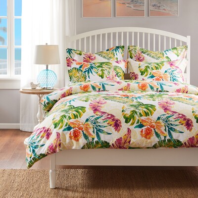 Greenland Home Fashions Tropics Coral Duvet Cover Set 3-Piece King/Cal King 108x92+20x36(2), 636047444424, GL-2104ADSK
