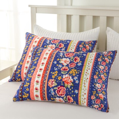 Greenland Home Fashions Marsha Blue Quilt Set 3-Piece Full/Queen 90x90 + 20x26 (2), 636047426413, GL-2104CMSQ