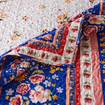Greenland Home Fashions Marsha Blue Quilt Set 2-Piece Twin/XL 68x88 + 20x26, 636047426406, GL-2104CMST