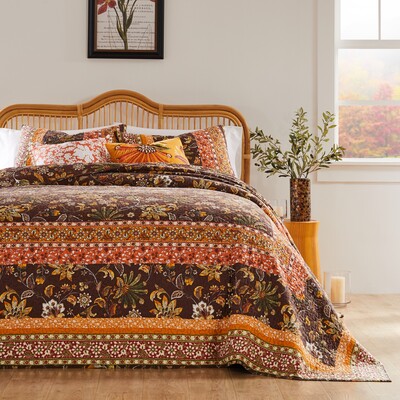 Greenland Home Fashions Audrey Chocolate Bedspread Set 3-Piece Queen 110x118 + 20x26 (2), 636047448026, GL-2108AJSQ