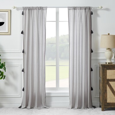 Greenland Home Fashions Monterrey Gray Window Panel Pair 42x84 (2), 3x24 (2), 636047440266, GL-2303BWP