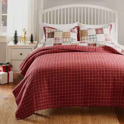 Greenland Home Fashions Oxford Red Quilt Set 3-Piece Full/Queen 90x90 + 20x26 (2), 636047442017, GL-2305AMSQ