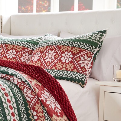 Greenland Home Fashions Fair Isle Red Sham King 20x36, 636047442147, GL-2305BKS