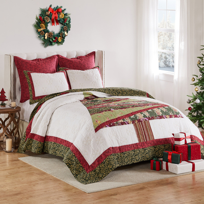 Greenland Home Fashions Christmas Tree Holiday Quilt Set 3-Piece King/Cal King 105x95 + 20x36 (2), 636047442277, GL-2305CMSK