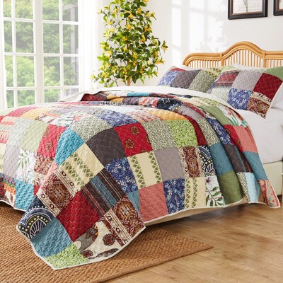 Greenland Home Fashions Renee Upcycle Multi Quilt Set 2-Piece Twin/XL 68x88 + 20x26, 636047443205, GL-2307UMST