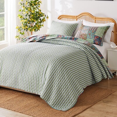 Greenland Home Fashions Jasmin Jade Quilt Set 3-Piece Full/Queen 90x90 + 20x26 (2), 636047444219, GL-2309AMSQ