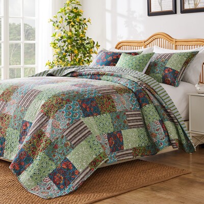 Greenland Home Fashions Jasmin Jade Quilt Set 2-Piece Twin/XL 68x88 + 20x26, 636047444202, GL-2309AMST