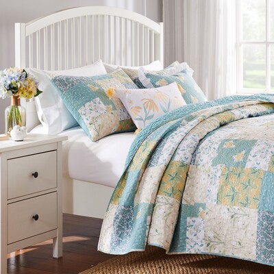 Greenland Home Fashions Evangeline Mist Quilt Set 3-Piece King/Cal King 105x95 + 20x36 (2), 636047444325, GL-2309BMSK