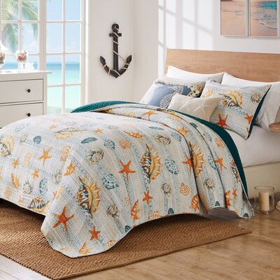 Greenland Home Fashions Kona Ocean Quilt Set 3-Piece King/Cal King 105x95 + 20x36 (2), 636047444622, GL-2310AMSK