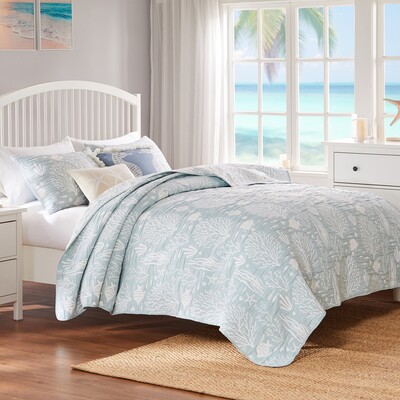 Greenland Home Fashions Marina Seafoam Coverlet Set 3-Piece King/Cal King 105x95 + 20x36 (2), 636047444721, GL-2310BMSK