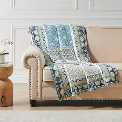 Greenland Home Fashions Thalia Blue Accessory Throw 50x60, 636047445056, GL-2312BTHR