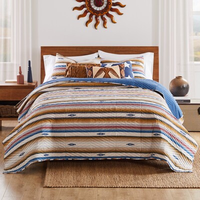 Greenland Home Fashions Painted Desert Sapphire Quilt Set 3-Piece Full/Queen 90x90 + 20x26 (2), 636047446916, GL-2402AMSQ