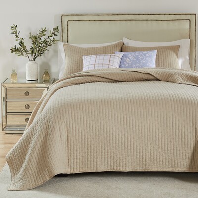 Greenland Home Fashions Monterrey Taupe Quilt Set 3-Piece Full/Queen 90x90 + 20x26 (2), 636047447210, GL-2402BMSQ