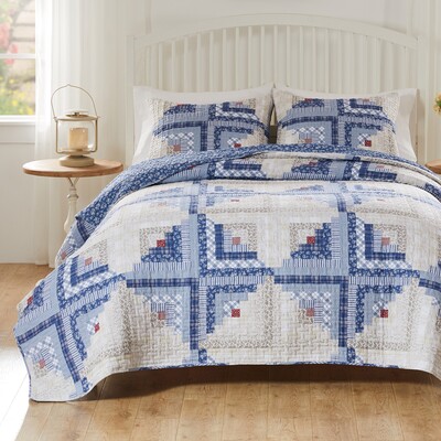 Greenland Home Fashions Cottage Cabin Calico Quilt Set 3-Piece Full/Queen 90x90 + 20x26 (2), 636047447111, GL-2402CMSQ