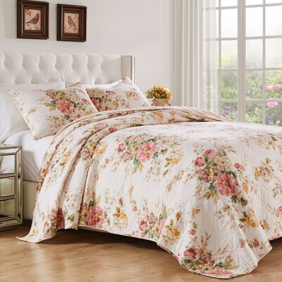 Greenland Home Fashions Grace Buttercup Quilt Set 3-Piece Full/Queen 90x90 + 20x26 (2), 636047447012, GL-2402GMSQ