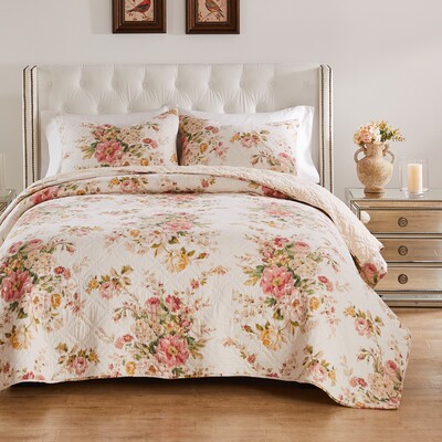 Greenland Home Fashions Grace Buttercup Quilt Set 2-Piece Twin/XL 68x88 + 20x26, 636047447005, GL-2402GMST