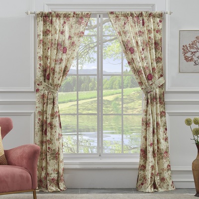 Greenland Home Fashions Antique Rose Ecru Window Panel Pair 42x84 (2) + 3x24 (2), 636047264442, GL-WB0429P