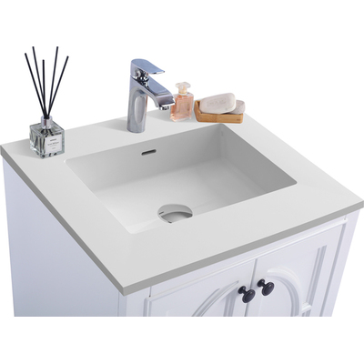 Laviva Odyssey 24 inch White Bathroom Vanity with Matte White VIVA Stone Solid Surface Countertop, 685757782050, 313613-24W-MW