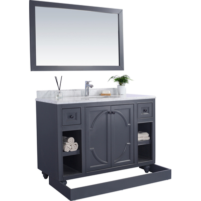 Laviva Odyssey 48 inch Maple Grey Bathroom Vanity with Matte White VIVA Stone Solid Surface Countertop, 685757782166, 313613-48G-MW