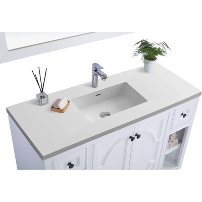 Laviva Odyssey 48 inch White Bathroom Vanity with Matte White VIVA Stone Solid Surface Countertop, 685757782173, 313613-48W-MW