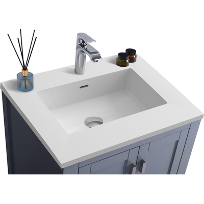 Laviva Wilson 24 inch Grey Bathroom Vanity with Matte White VIVA Stone Solid Surface Countertop, 685757782241, 313ANG-24G-MW